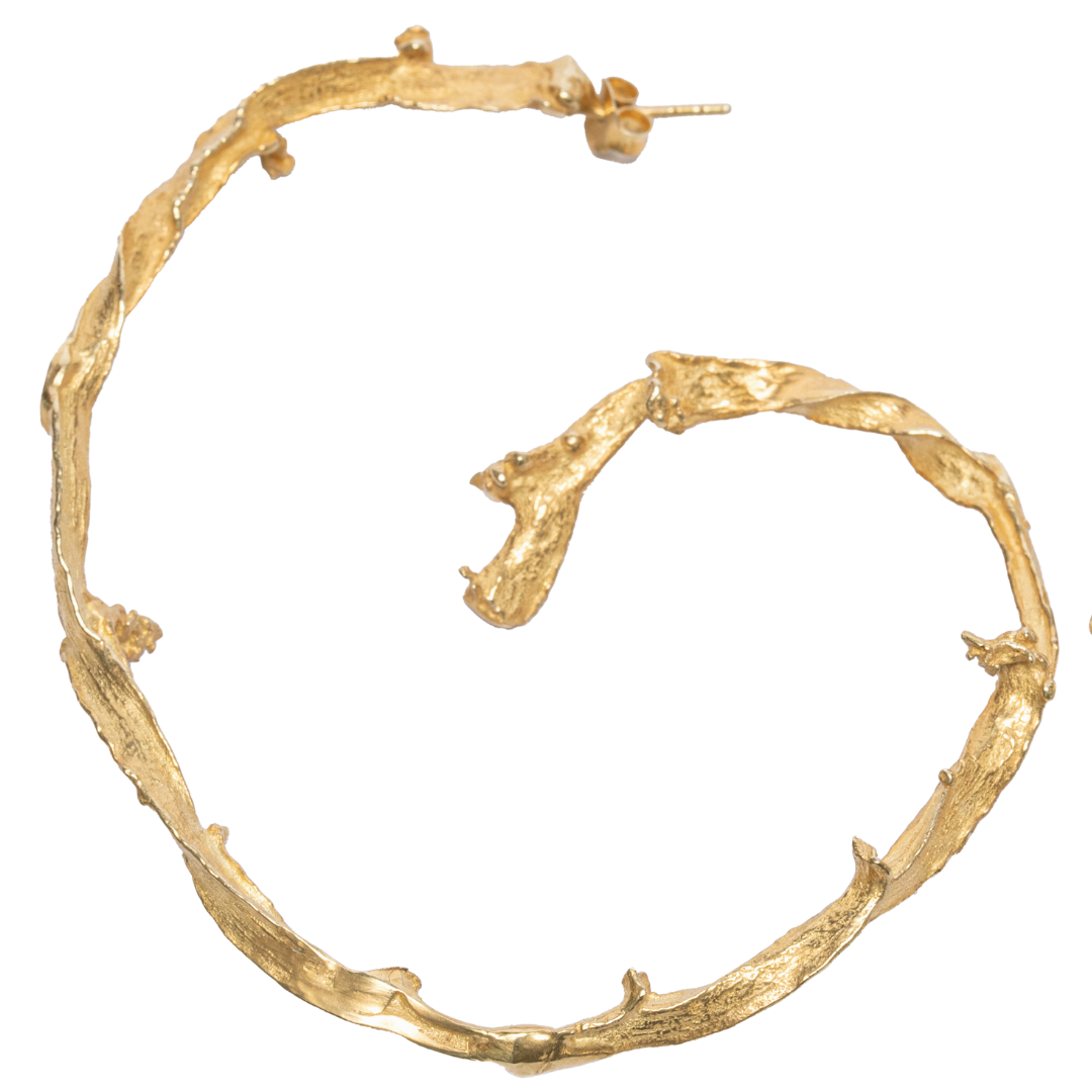 Seaweed spiral hoops- Gold Vermeil