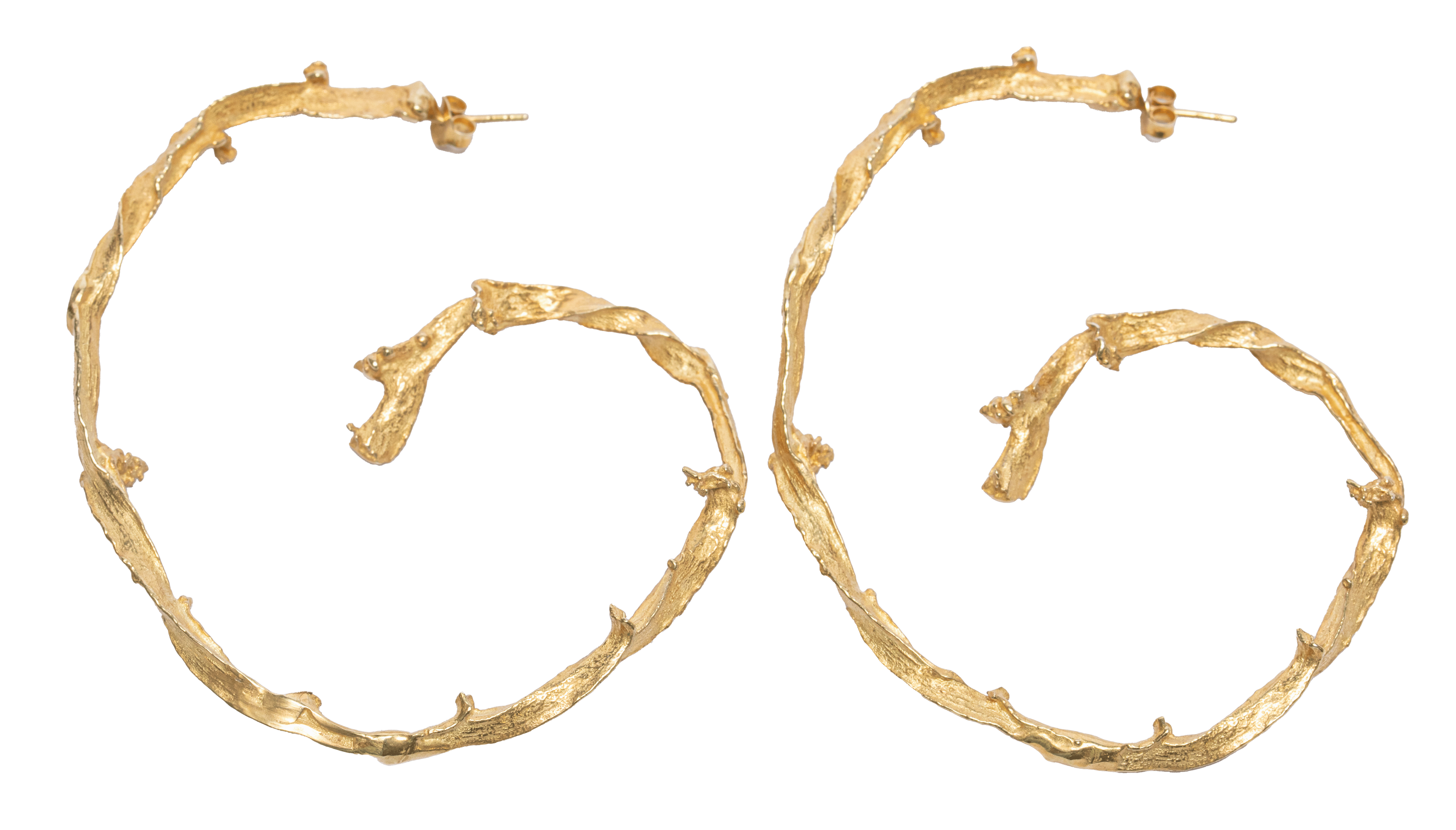 Seaweed spiral hoops- Gold Vermeil